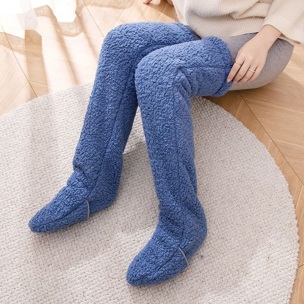 Over Knee High Fuzzy Long Socks Warm Cold Leg Knee Joint Cold-proof Over-the-knee Stockings Home Sleeping Socks