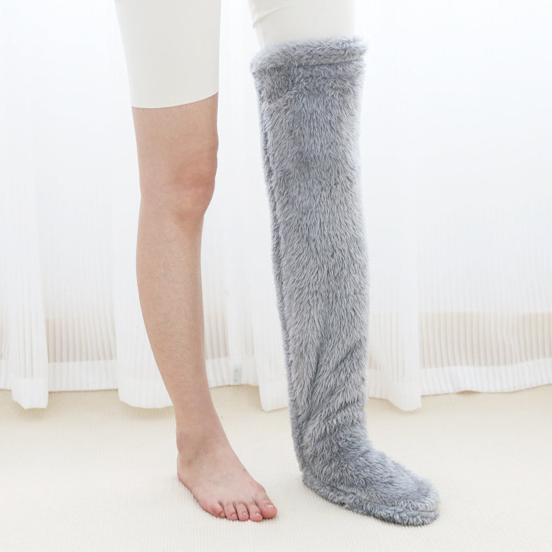 Over Knee High Fuzzy Long Socks Warm Cold Leg Knee Joint Cold-proof Over-the-knee Stockings Home Sleeping Socks