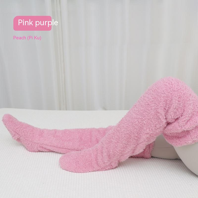 Over Knee High Fuzzy Long Socks Warm Cold Leg Knee Joint Cold-proof Over-the-knee Stockings Home Sleeping Socks