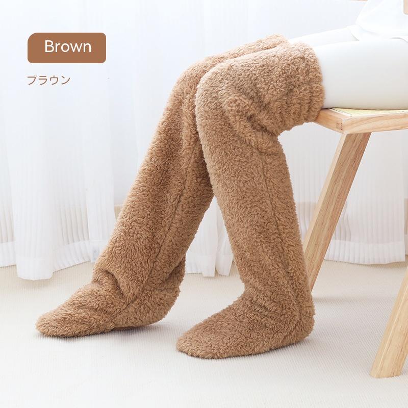 Over Knee High Fuzzy Long Socks Warm Cold Leg Knee Joint Cold-proof Over-the-knee Stockings Home Sleeping Socks