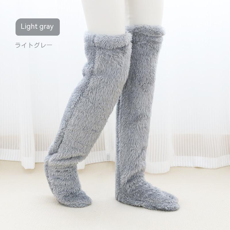 Over Knee High Fuzzy Long Socks Warm Cold Leg Knee Joint Cold-proof Over-the-knee Stockings Home Sleeping Socks