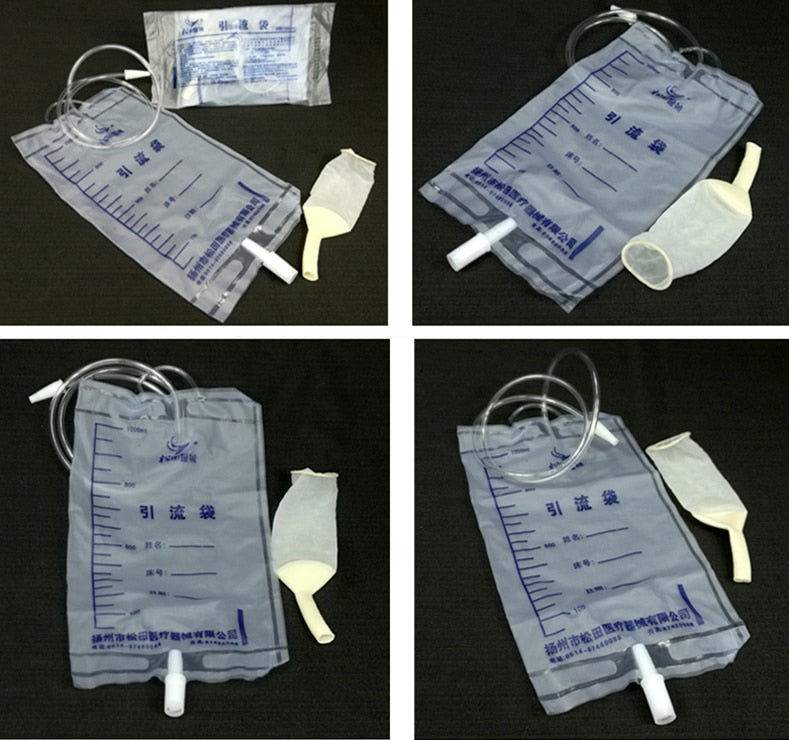 5 Pieces Reusable Medical Latex Sleeve Type Urine Bag - Male - Drainage I Catheter Bag  - 1000ML Urine Collector Bag - Urinal Pee Holder