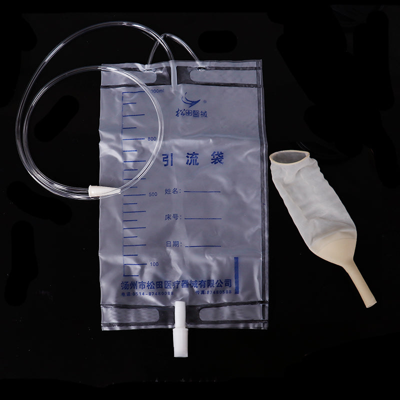 5P Medical Latex Sleeve Type Urine Bag Male Drainage Catheter Bag 1000ML Urine Collector Bag Holder Bed Incontinence Urinal Pee