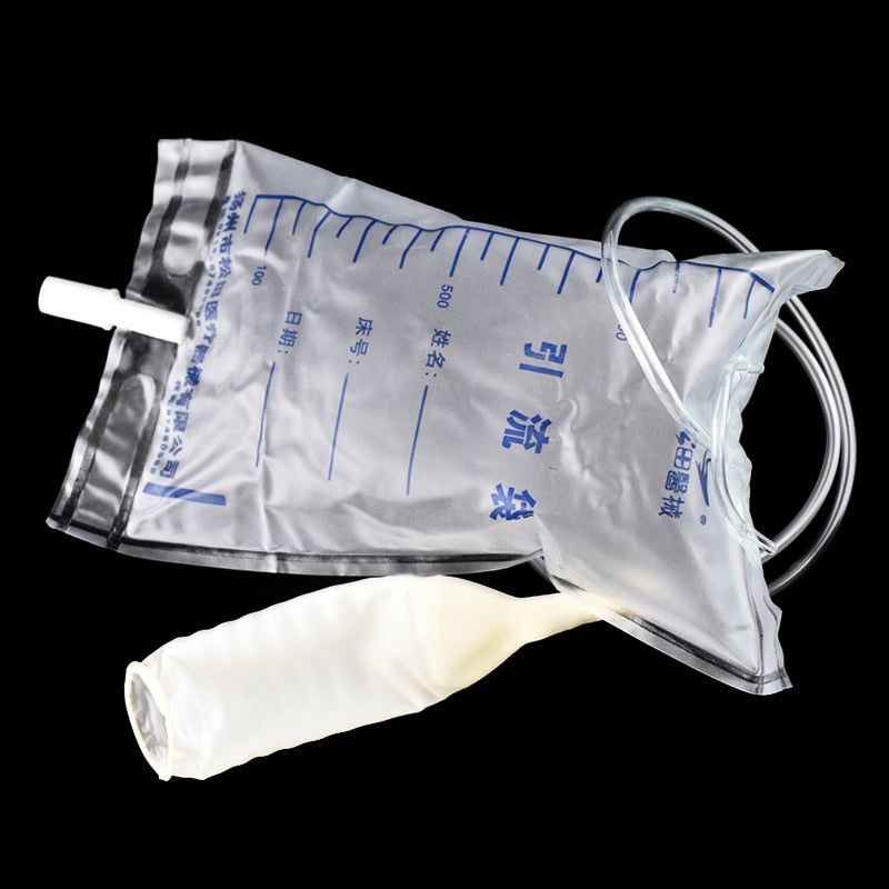 5P Medical Latex Sleeve Type Urine Bag Male Drainage Catheter Bag 1000ML Urine Collector Bag Holder Bed Incontinence Urinal Pee