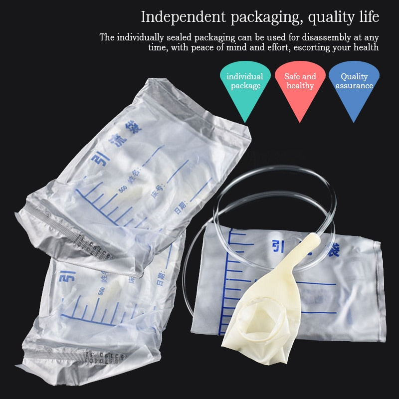 5 Pieces Reusable Medical Latex Sleeve Type Urine Bag - Male - Drainage I Catheter Bag  - 1000ML Urine Collector Bag - Urinal Pee Holder