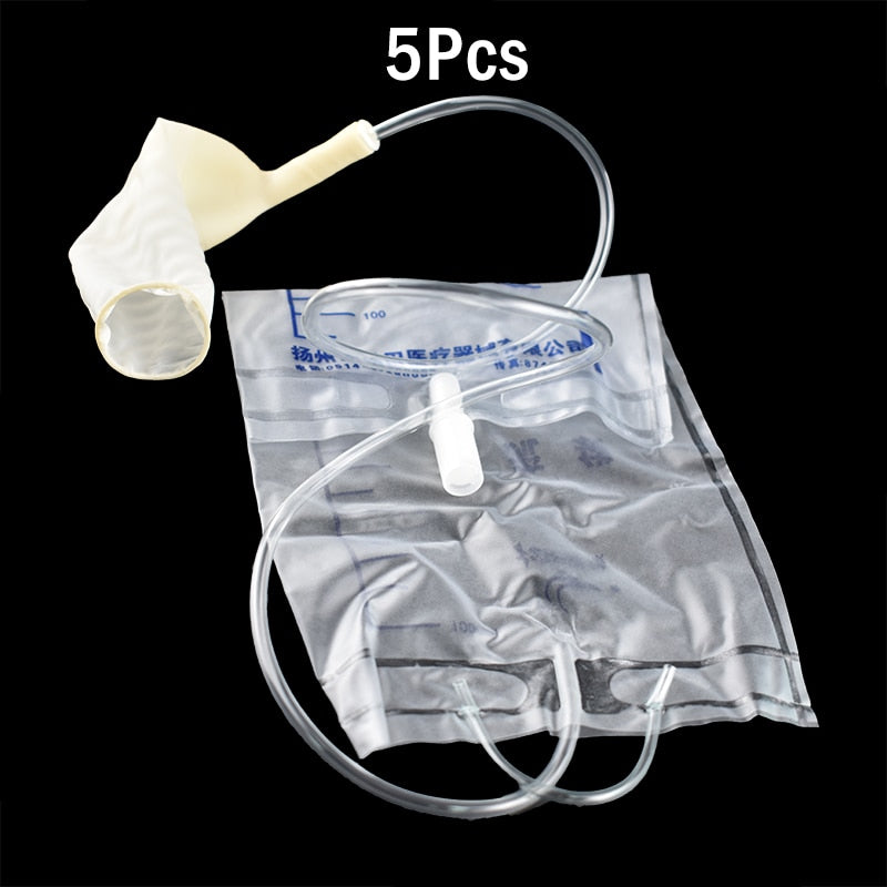 5Pcs/Lot Male Urine Drainage Bag Medical Latex Catheter 1000ML For Elderly Bed Incontinence Patient Urine Collector Health Care