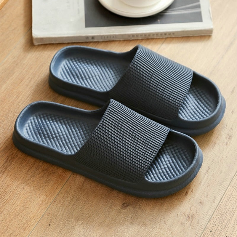 Fashion Women Summer Soft Slippers Thick Platform Bathroom Home Men Indoor Non-slip Anti-slip Female Cloud Cushion Slides