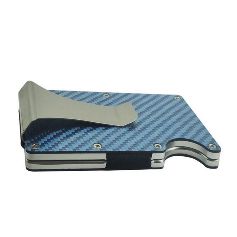 Men Carbon Fiber Credit Card Holder Wallet New Minimalist Blocking Slim Metal Cardholder Portable Credit Card Protect Clip