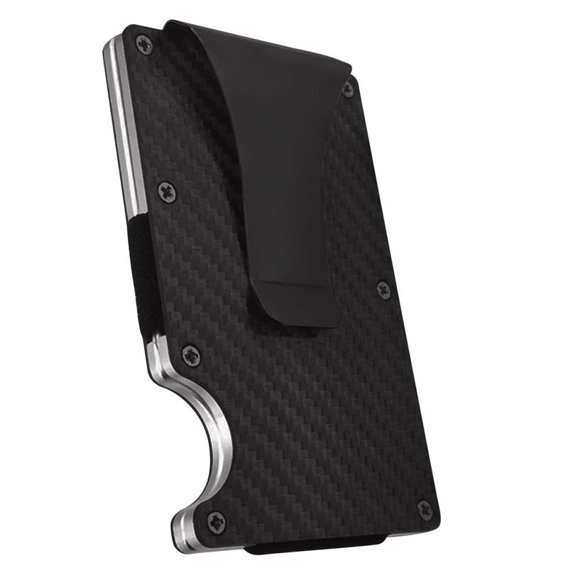 Men Carbon Fiber Credit Card Holder Wallet New Minimalist Blocking Slim Metal Cardholder Portable Credit Card Protect Clip