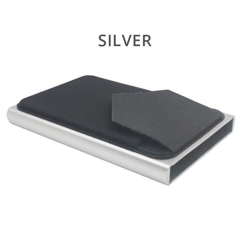 Slim Aluminum Wallet With Elasticity Back Pouch ID Credit Card Holder Mini RFID Wallet Automatic Pop up Bank Card Case