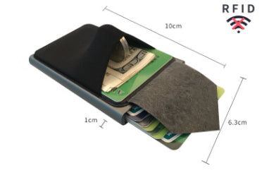 Slim Aluminum Wallet With Elasticity Back Pouch ID Credit Card Holder Mini RFID Wallet Automatic Pop up Bank Card Case