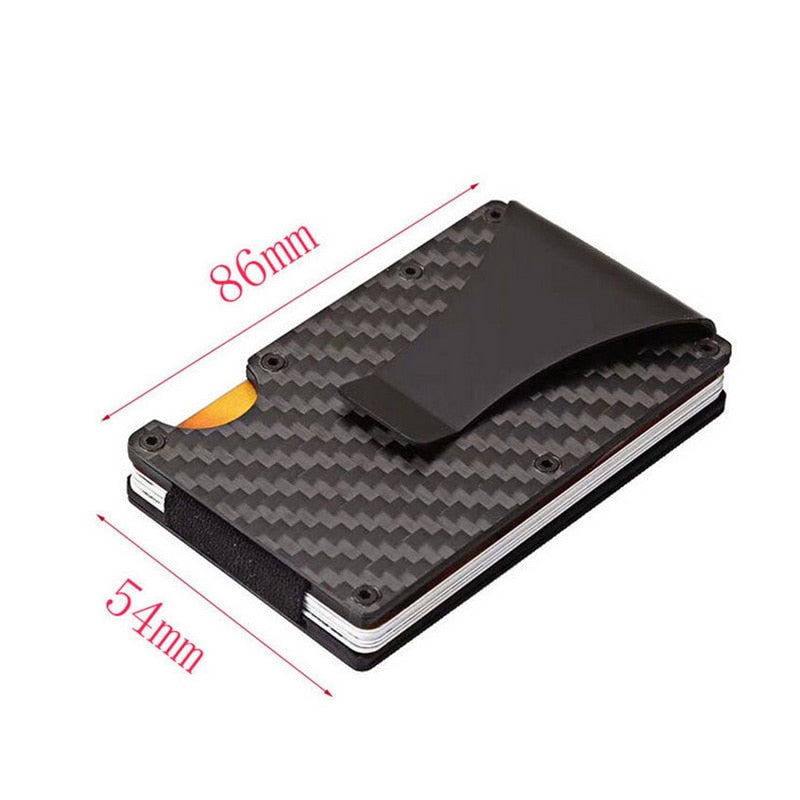 Men Carbon Fiber Credit Card Holder Wallet New Minimalist Blocking Slim Metal Cardholder Portable Credit Card Protect Clip