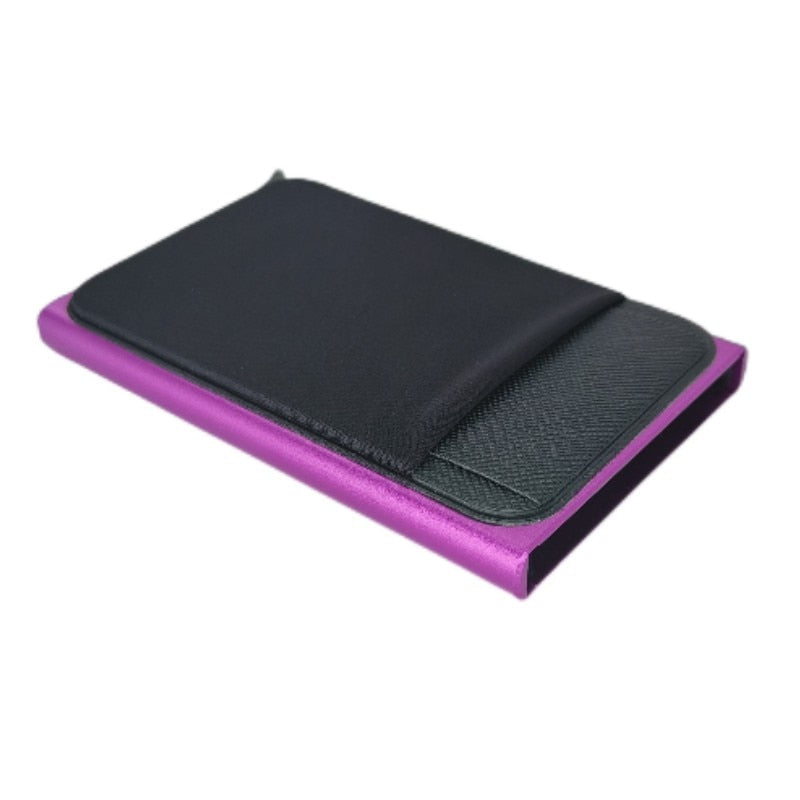 Slim Aluminum Wallet With Elasticity Back Pouch ID Credit Card Holder Mini RFID Wallet Automatic Pop up Bank Card Case