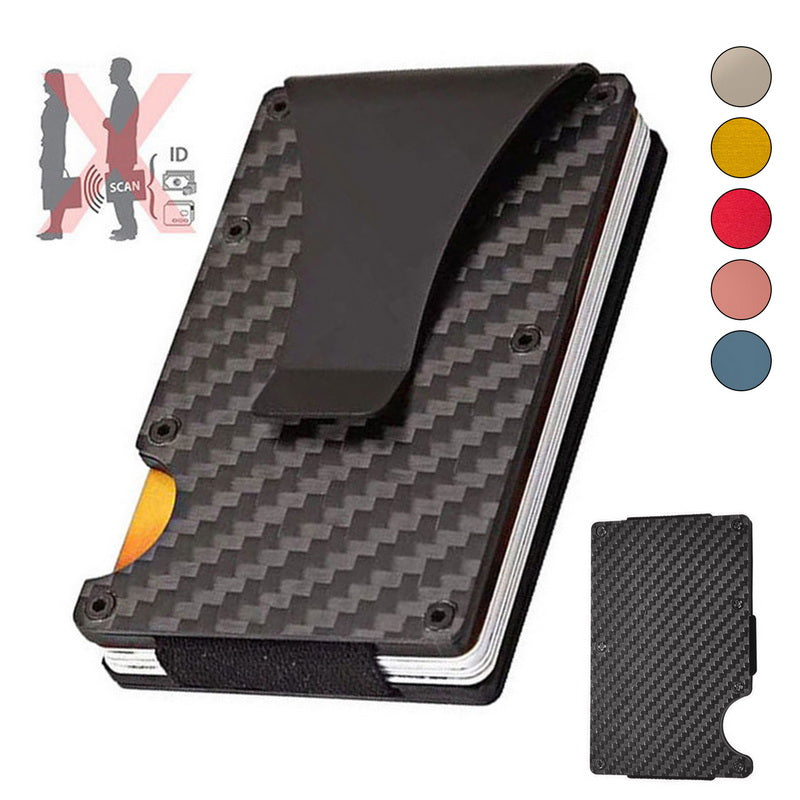 Men Carbon Fiber Credit Card Holder Wallet New Minimalist Blocking Slim Metal Cardholder Portable Credit Card Protect Clip