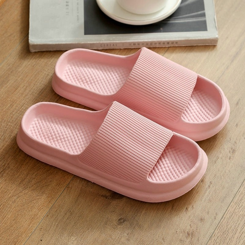 Fashion Women Summer Soft Slippers Thick Platform Bathroom Home Men Indoor Non-slip Anti-slip Female Cloud Cushion Slides