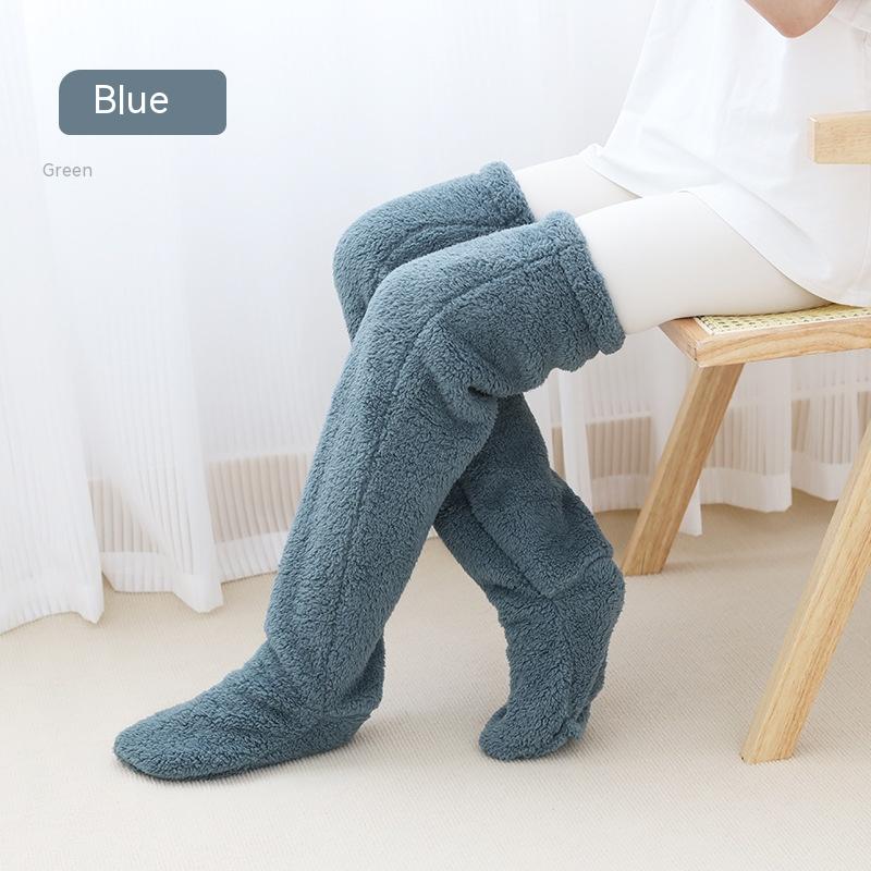 Over Knee High Fuzzy Long Socks Warm Cold Leg Knee Joint Cold-proof Over-the-knee Stockings Home Sleeping Socks