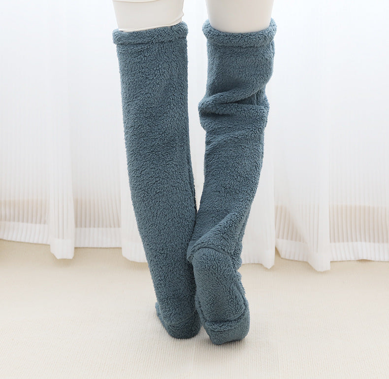 Over Knee High Fuzzy Long Socks Warm Cold Leg Knee Joint Cold-proof Over-the-knee Stockings Home Sleeping Socks