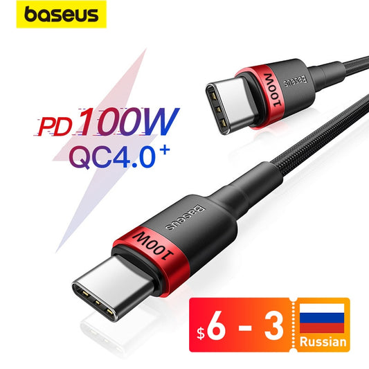 Baseus USB C to USB Type C Cable for MacBook Pro Quick Charge 3.0 100W PD Fast Charging for Samsung Xiaomi mi Charge Cable